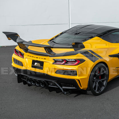 Corvette C8 ZR1 Style DRY CARBON FIBER Rear High Wing Spoiler Bracket