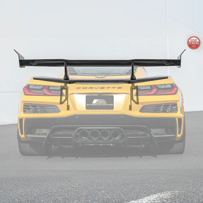 Corvette C8 ZR1 Style DRY CARBON FIBER Rear High Wing Spoiler Bracket