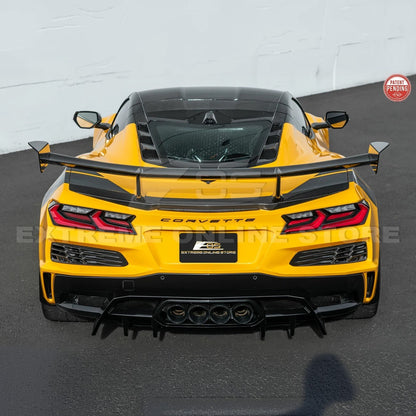 Corvette C8 ZR1 Style DRY CARBON FIBER Rear High Wing Spoiler Bracket