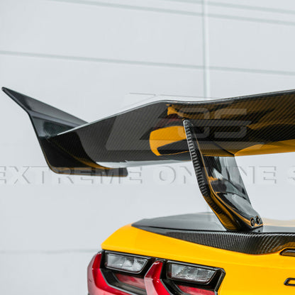 Corvette C8 ZR1 Style DRY CARBON FIBER Rear High Wing Spoiler Bracket