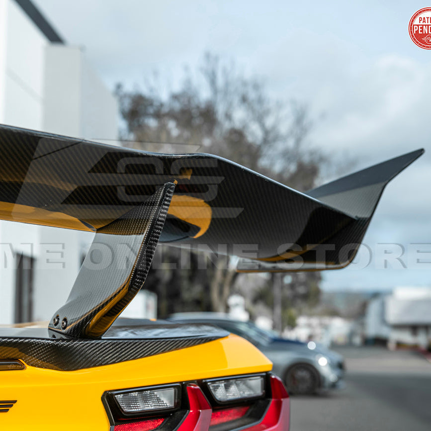 Corvette C8 ZR1 Style DRY CARBON FIBER Rear High Wing Spoiler Bracket