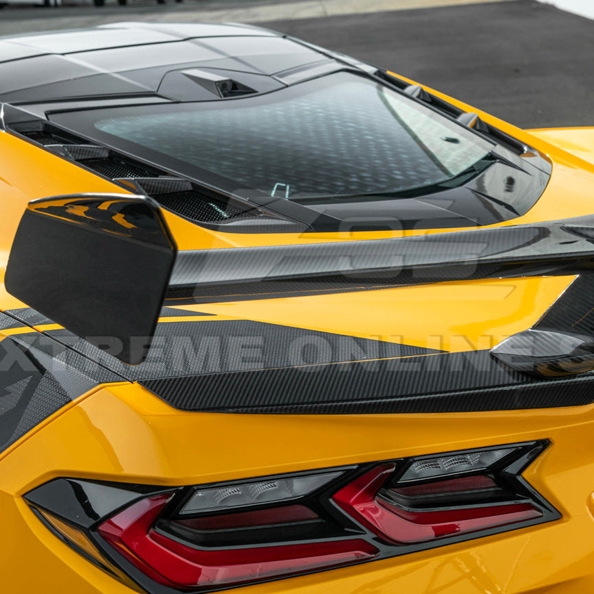 Corvette C8 ZR1 Style DRY CARBON FIBER Rear High Wing Spoiler Bracket
