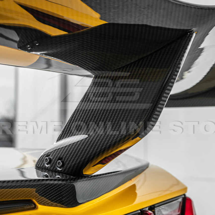 Corvette C8 ZR1 Style DRY CARBON FIBER Rear High Wing Spoiler Bracket