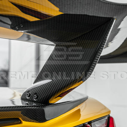 Corvette C8 ZR1 Style DRY CARBON FIBER Rear High Wing Spoiler Bracket