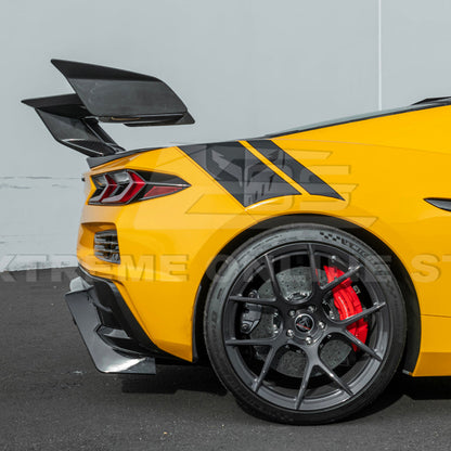 Corvette C8 ZR1 Style DRY CARBON FIBER Rear High Wing Spoiler Bracket