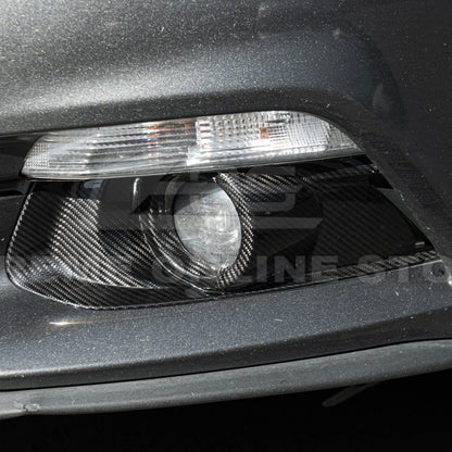 2015-17 Ford Mustang DRY CABON FIBER Front Bumper Fog Light Bezel Cover Pair