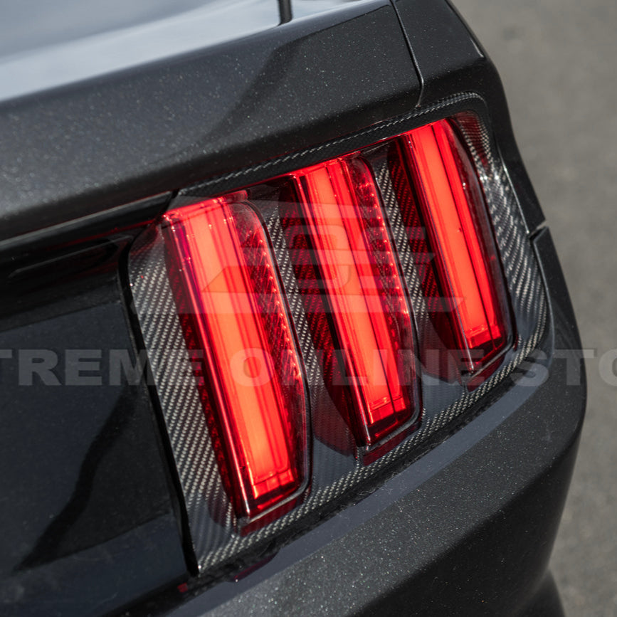2015-17 Ford Mustang DRY CARBON FIBER Rear Tail Light Trim Bezel Cover Pair