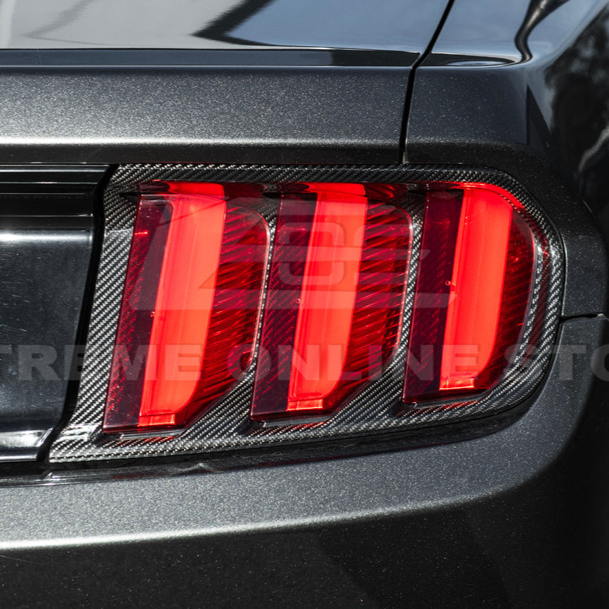 2015-17 Ford Mustang DRY CARBON FIBER Rear Tail Light Trim Bezel Cover Pair