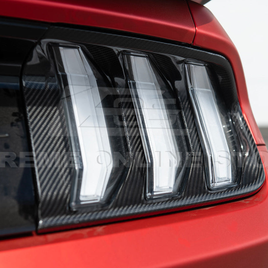 2018-23 Ford Mustang DRY CARBON FIBER Rear Tail Light Trim Bezel Cover Pair