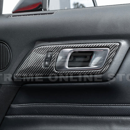 2015-Up Ford Mustang DRY CARBON FIBER Door Handle Panel Cover