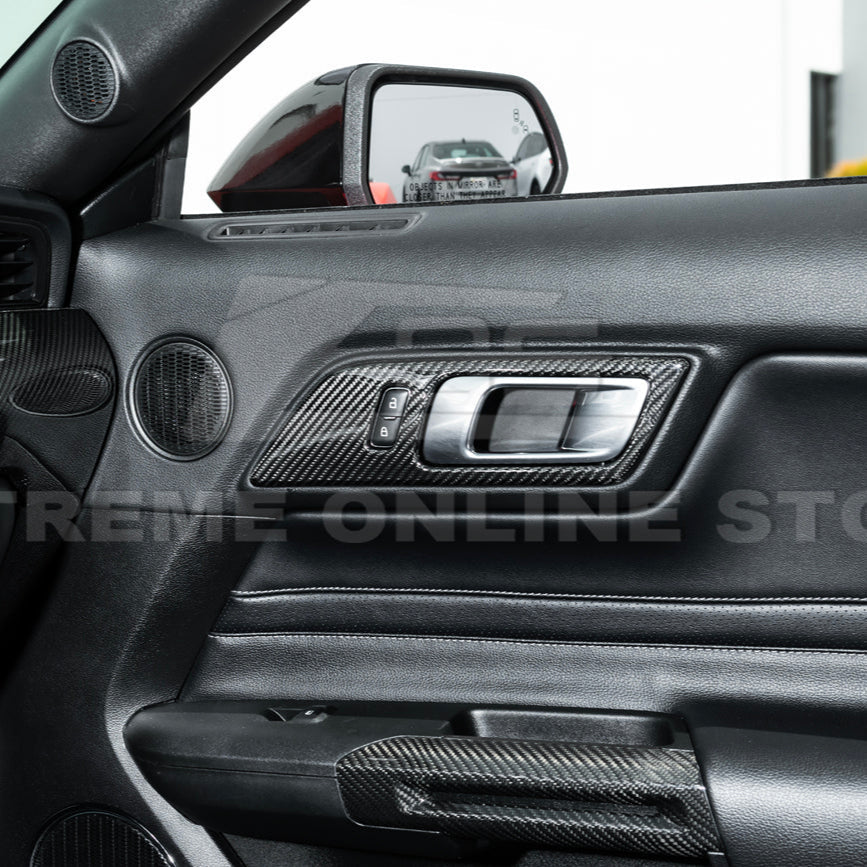 2015-Up Ford Mustang DRY CARBON FIBER Door Handle Panel Cover