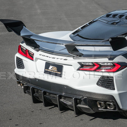 Corvette C8 ZR1 Style DRY CARBON FIBER Rear High Wing Spoiler Bracket
