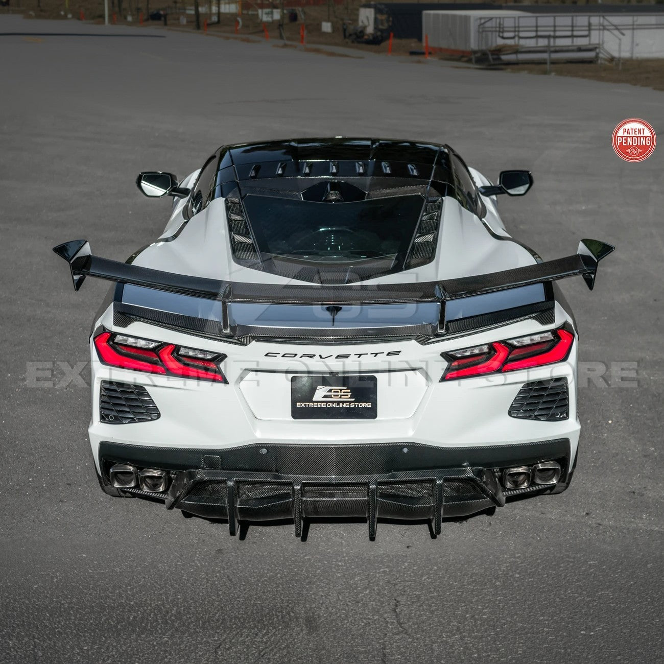 Corvette C8 ZR1 Style DRY CARBON FIBER Rear High Wing Spoiler Bracket
