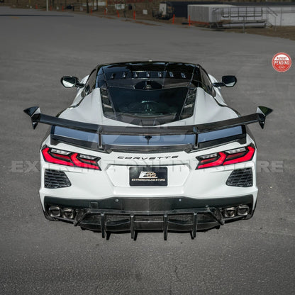 Corvette C8 ZR1 Style DRY CARBON FIBER Rear High Wing Spoiler Bracket