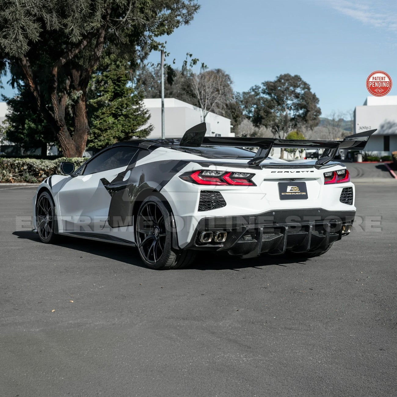 Corvette C8 ZR1 Style DRY CARBON FIBER Rear High Wing Spoiler Bracket