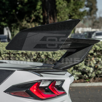 Corvette C8 ZR1 Style DRY CARBON FIBER Rear High Wing Spoiler Bracket