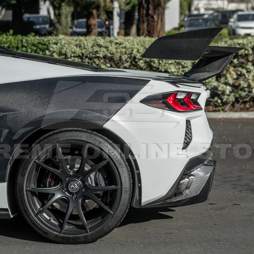 Corvette C8 ZR1 Style DRY CARBON FIBER Rear High Wing Spoiler Bracket