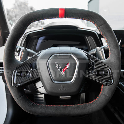 Corvette C8 DRY CARBON FIBER Steering Wheel Trim Cover