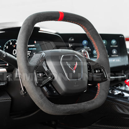 Corvette C8 DRY CARBON FIBER Steering Wheel Trim Cover
