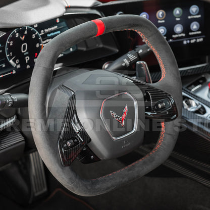 Corvette C8 DRY CARBON FIBER Steering Wheel Trim Cover