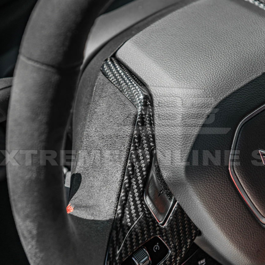 Corvette C8 DRY CARBON FIBER Steering Wheel Trim Cover