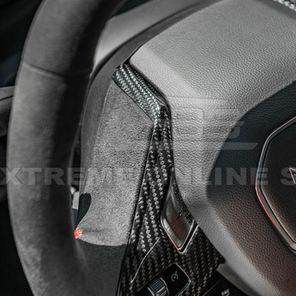 Corvette C8 DRY CARBON FIBER Steering Wheel Trim Cover