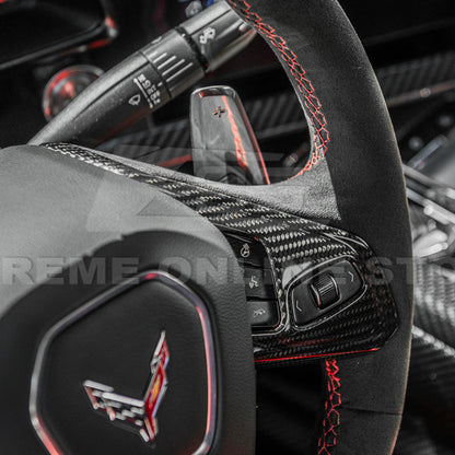 Corvette C8 DRY CARBON FIBER Steering Wheel Trim Cover