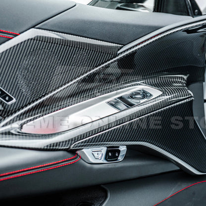 Corvette C8 DRY CARBON FIBER Window Switch Trim & Pillar Panel Cover