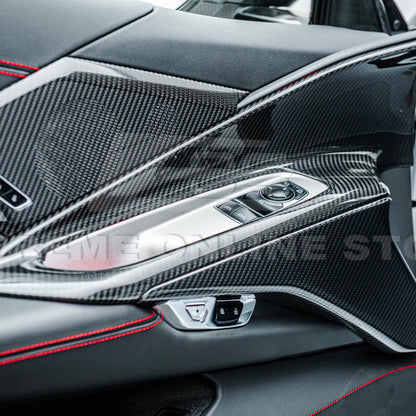 Corvette C8 DRY CARBON FIBER Window Switch Trim & Pillar Panel Cover