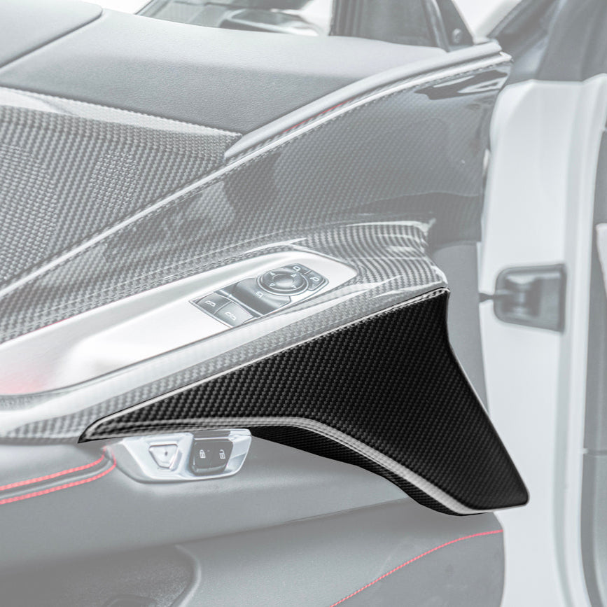 Corvette C8 DRY CARBON FIBER Window Switch Trim & Pillar Panel Cover