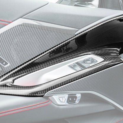 Corvette C8 DRY CARBON FIBER Window Switch Trim & Pillar Panel Cover