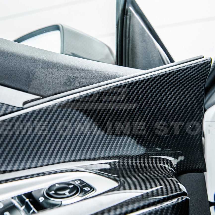 Corvette C8 DRY CARBON FIBER Window Switch Trim & Pillar Panel Cover