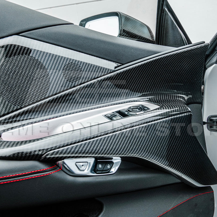 Corvette C8 DRY CARBON FIBER Window Switch Trim & Pillar Panel Cover