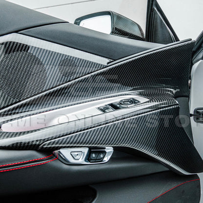 Corvette C8 DRY CARBON FIBER Window Switch Trim & Pillar Panel Cover