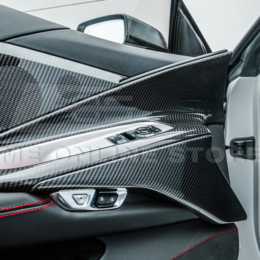 Corvette C8 DRY CARBON FIBER Window Switch Trim & Pillar Panel Cover