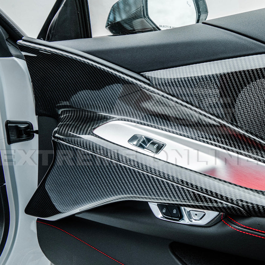Corvette C8 DRY CARBON FIBER Window Switch Trim & Pillar Panel Cover