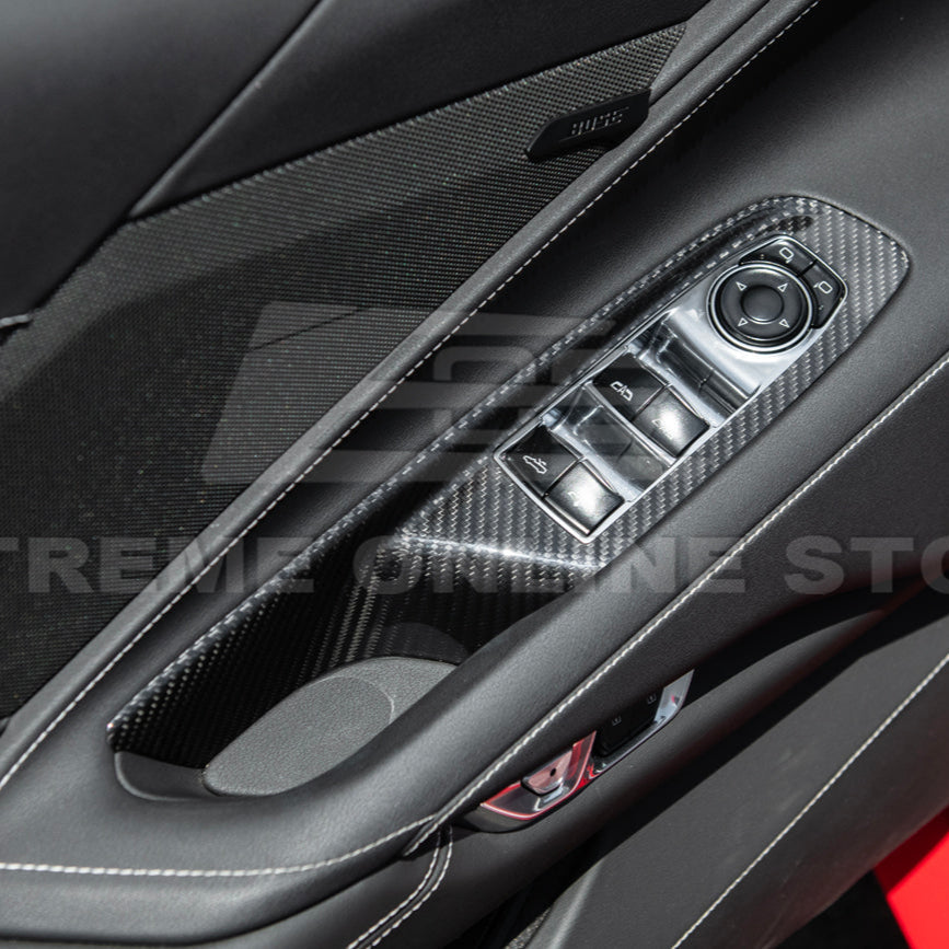 Corvette C8 DRY CARBON FIBER Door Window Control Panel Switch Cover