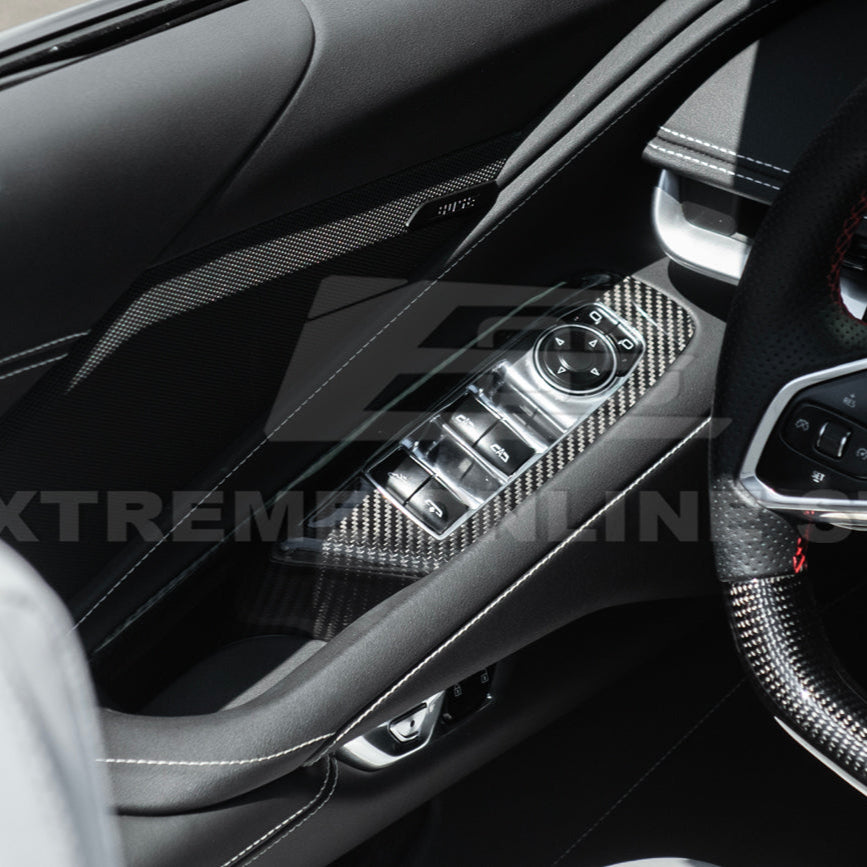 Corvette C8 DRY CARBON FIBER Door Window Control Panel Switch Cover