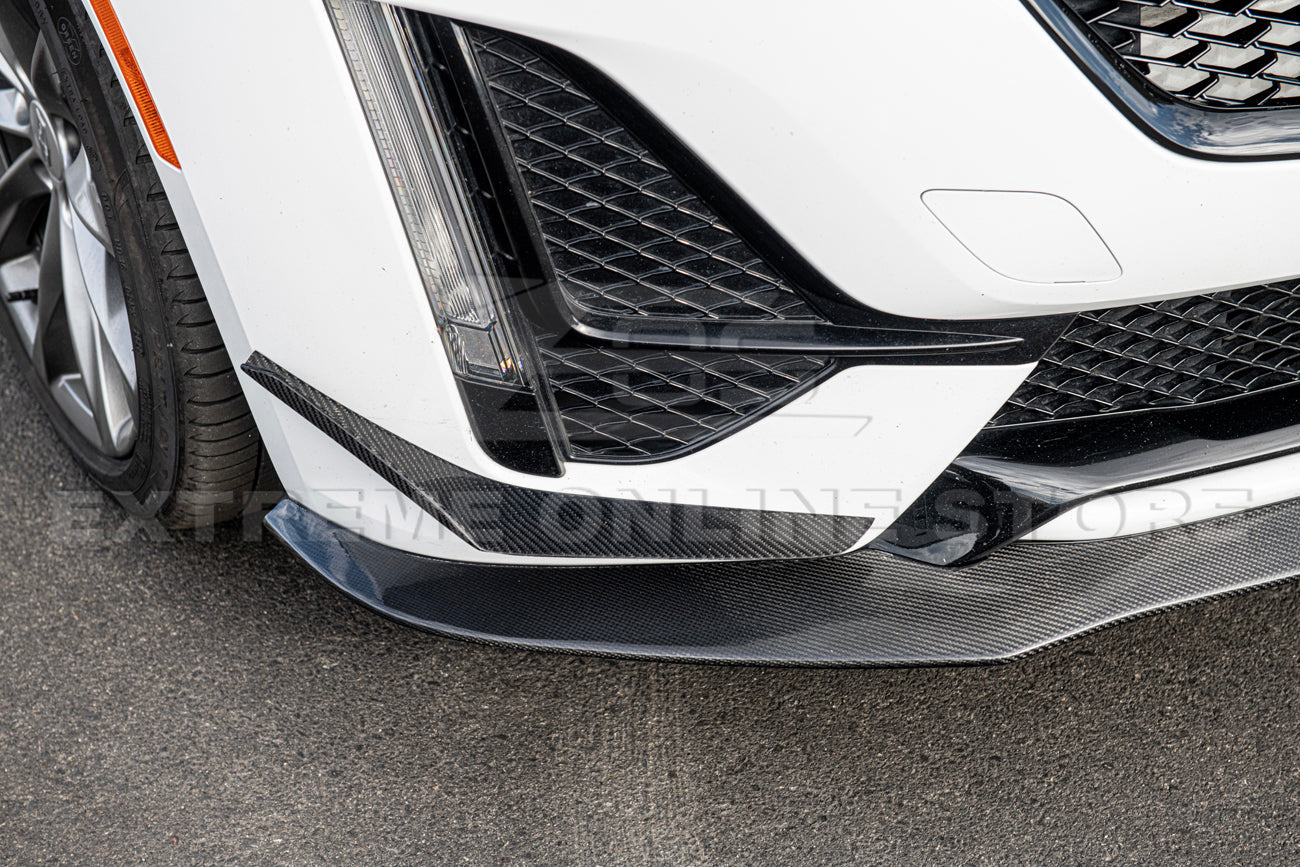 2020-24 Cadillac CT5-V Blackwing Package Style Carbon Fiber Front Lip Splitter Canards