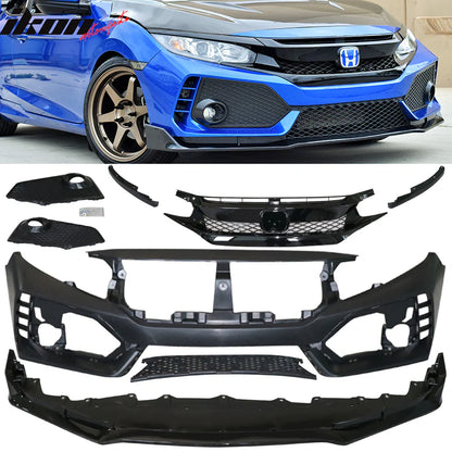 2016-2021 Honda Civic Type R Gloss Black Front Bumper Cover & Lip