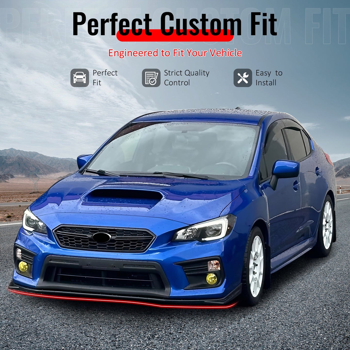 2018-2021 Subaru WRX STI Style Unpainted 3PC Front Bumper Lip Chin ABS