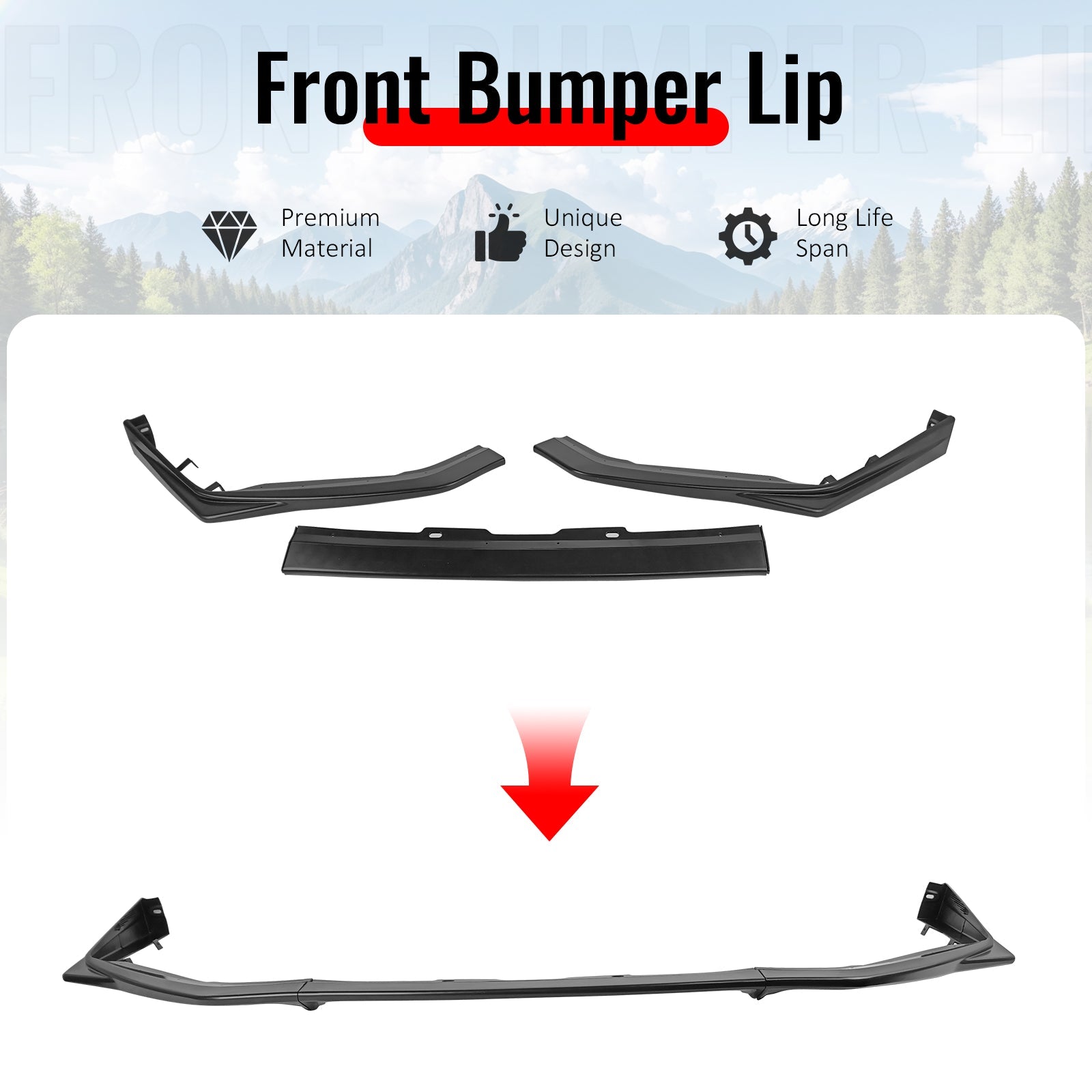 2018-2021 Subaru WRX STI Style Unpainted 3PC Front Bumper Lip Chin ABS