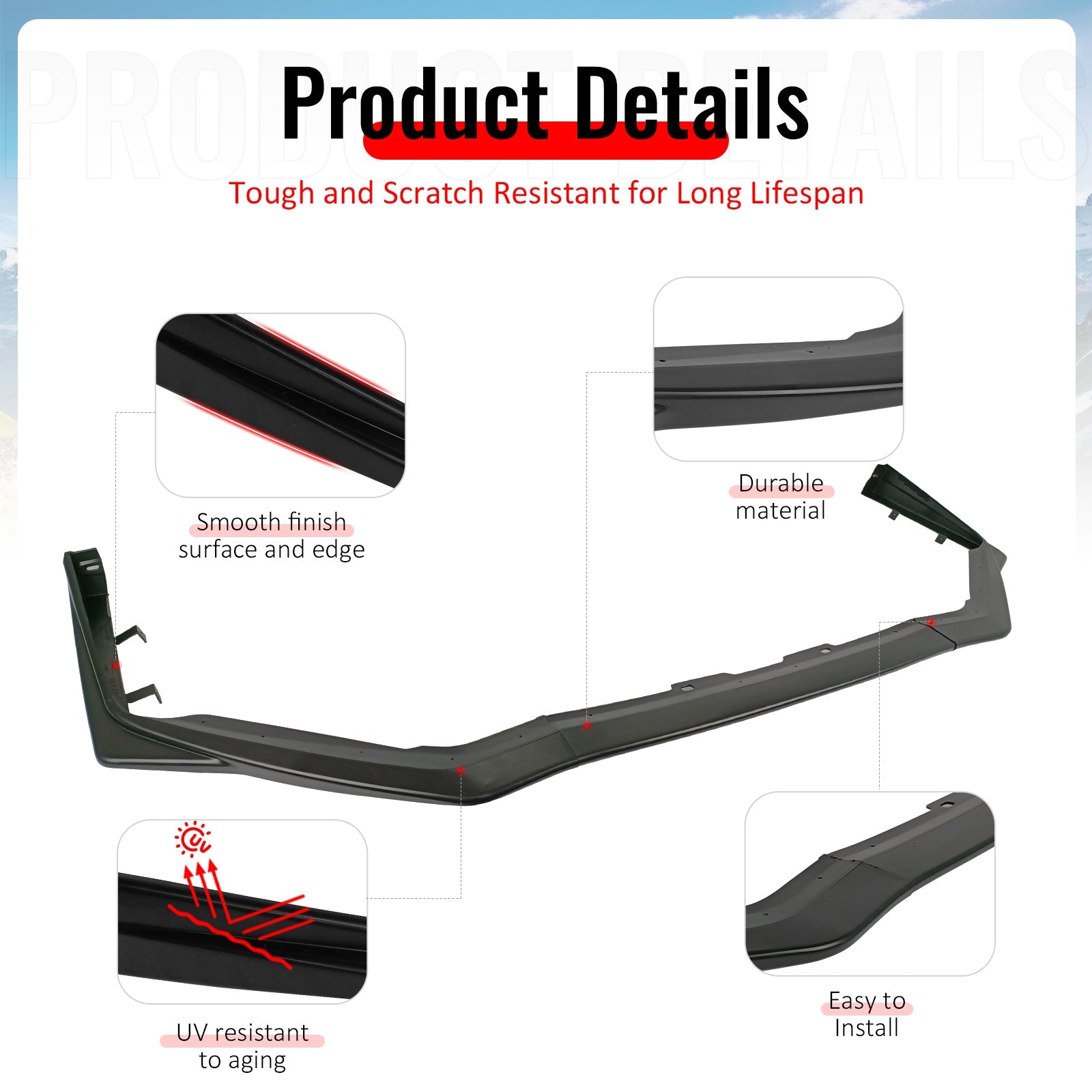 2018-2021 Subaru WRX STI Style Unpainted 3PC Front Bumper Lip Chin ABS