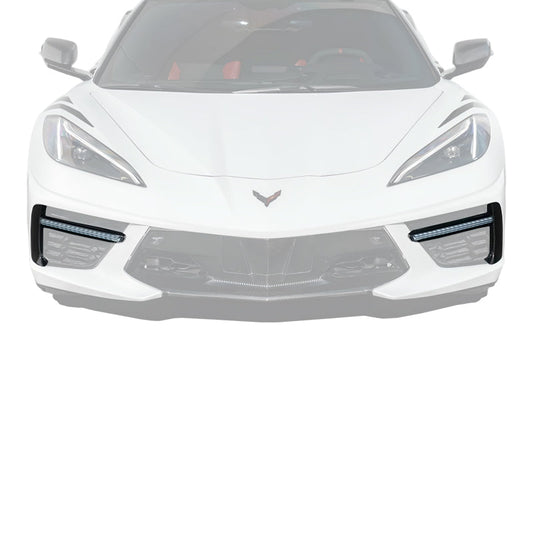 2020-Up Corvette C8 DRY CARBON FIBER Sequential LED DRL Light Bar Bezel Insert