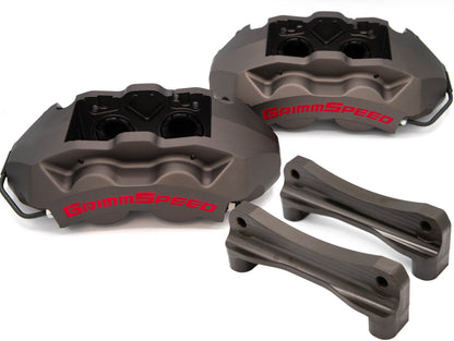 GrimmSpeed 4-Piston Brake Caliper Kit (340mm Rotor) - Gunmetal Gray - 2002-2021 Subaru WRX / STI