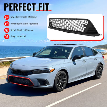 2022-2024 Honda Civic Matte Black Type R Grille LED Foglight Bezel ABS