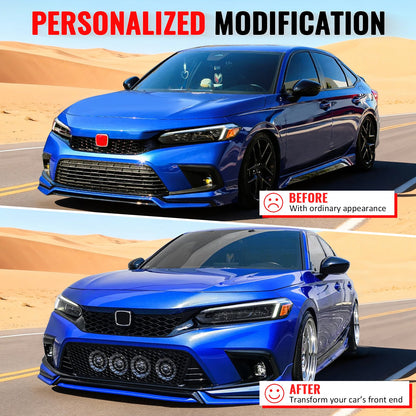 2022-2024 Honda Civic Matte Black Type R Grille LED Foglight Bezel ABS