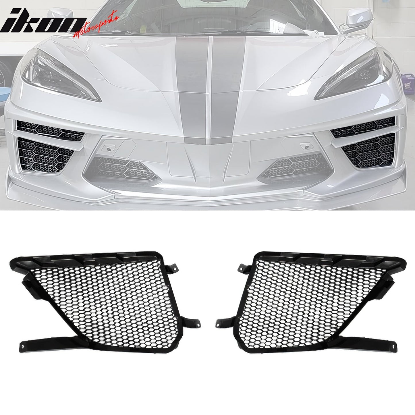 2020-2025 Chevy Corvette Stingray Z51 Front Bumper Lower Grilles ABS