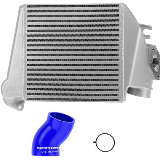 Mishimoto Silver Top Mount Intercooler w/ Blue Hose - 2008-2014 Subaru WRX