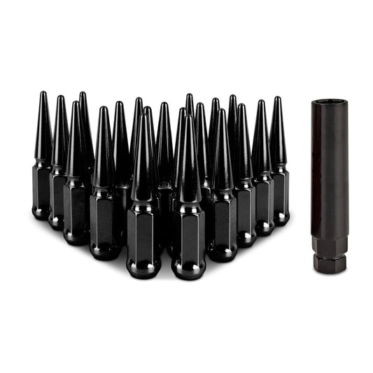 Mishimoto Steel Spiked Lug Nuts M12x1.5 20pc Set - Black (MMLG-SP1215-20BK)
